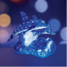 Акриловая светодиодная фигура "Синие дельфины" 65х48х48 см,136 светодиодов, IP44 понижающий трансформатор в комплекте, NEON-NIGHT