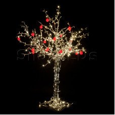 Светодиодное дерево "Яблоня", высота 1.2м, 8 красных яблок, тепло-белые светодиоды, IP 54, понижающий трансформатор в комплекте, NEON-NIGHT, SL531-401